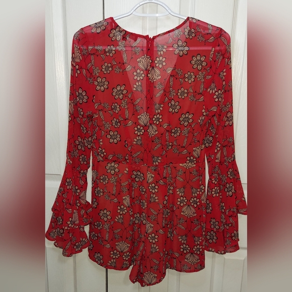 🍋FOR LOVE AND LEMONS RED AND BEIGE ROMPER size  Small - Picture 4 of 6